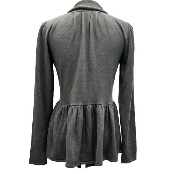 TEMPERLEY LONDON OLIVE GREEN WOOL & SILK TIE FRONT PEPLUM OPEN CARDIGAN